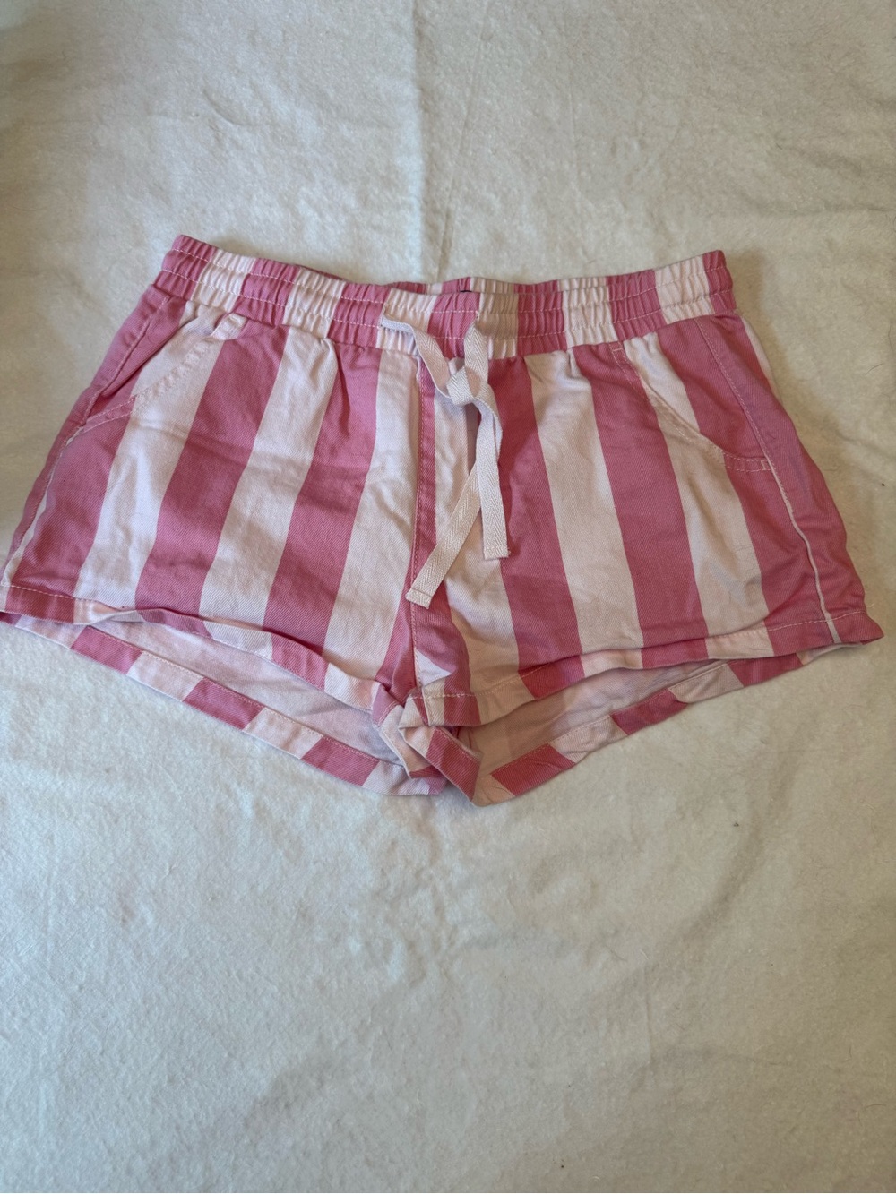 Pink Striped Women’s Drawstring Lounge Shorts